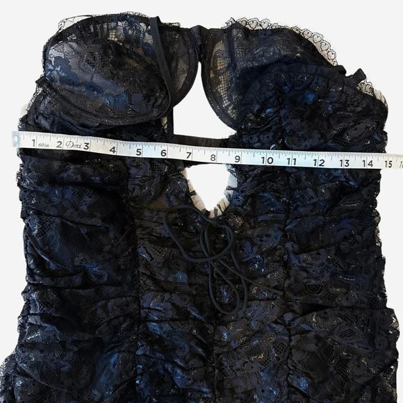 For Love & Lemons NWT Black Bette Lace Mini Dress size Large - Picture 13 of 15